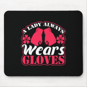 Lady Wears Boxing Gloves Fighting Gym Women Fitnes Mouse Pad