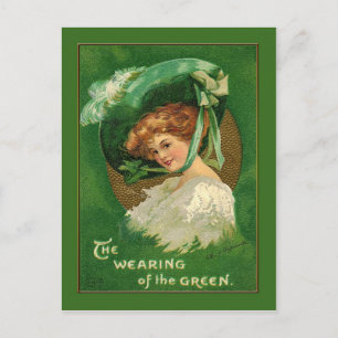 Lady Wears the Green for St Patrick Postcard