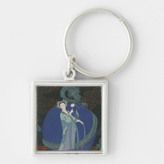 Lady with a Dragon (colour litho) Keychain (Front)