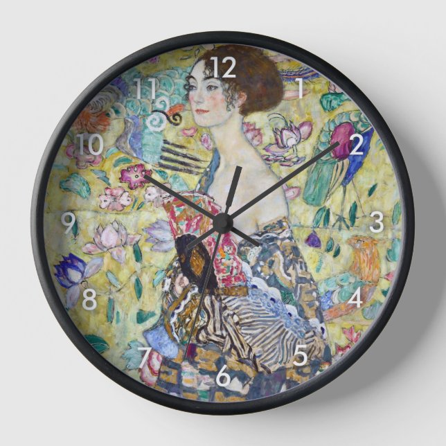 Lady with A Fan, Gustav Klimt Clock (Front)