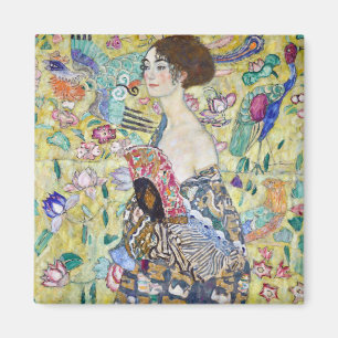 Lady with A Fan, Gustav Klimt Magnet