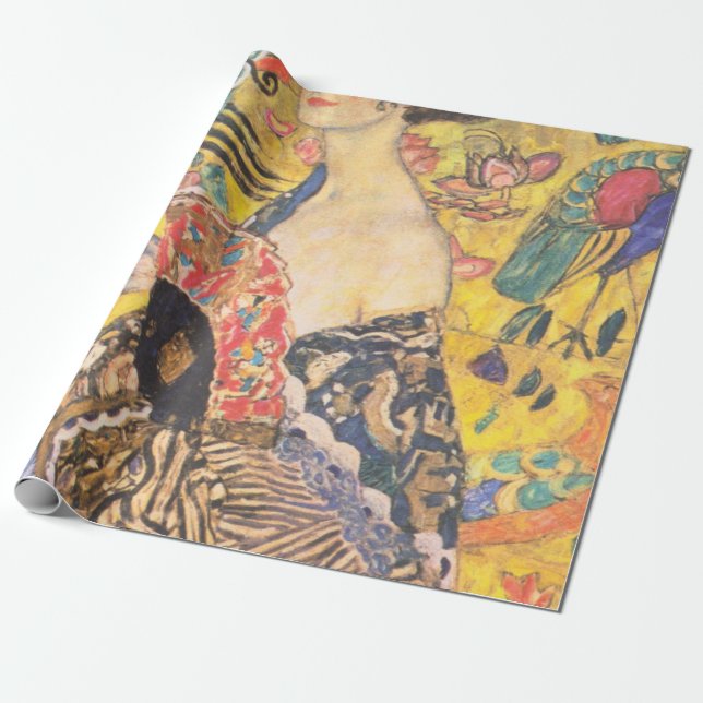 Lady With A Fan Gustav Klimt Wrapping Paper (Unrolled)