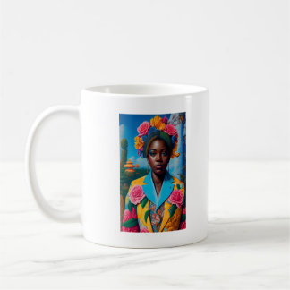Lady with a floral suit jacket coffee mug