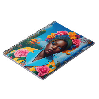 Lady with a floral suit jacket notebook