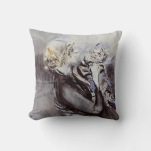 Lady with a Grey Cat (by Giovanni Boldini) Throw Pillow