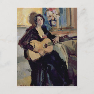 Lady with a Guitar, 1911 Postcard