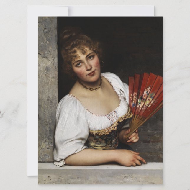 Lady with a Red Fan Card (Front)