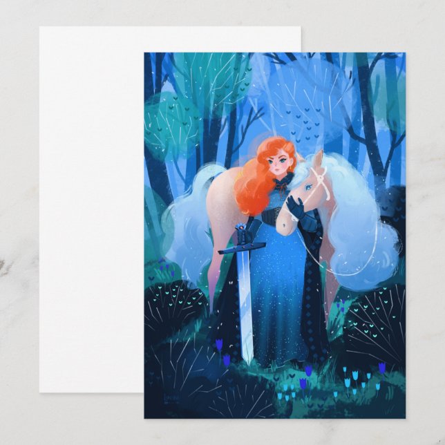Lady with a Sword and White Horse Invitation (Front/Back)