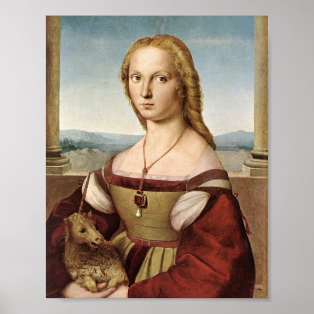 Lady with a Unicorn by Raphael Canvas Print (Front)