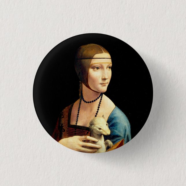 Lady with an Ermine by Leonardo Da Vinci 1 Inch Round Button (Front)