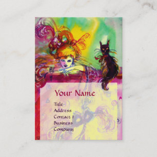 LADY WITH BLACK CAT / Venetian Masquerade Ball Business Card