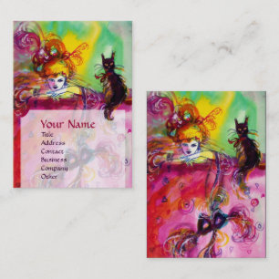 LADY WITH BLACK CAT / Venetian Masquerade Ball Business Card