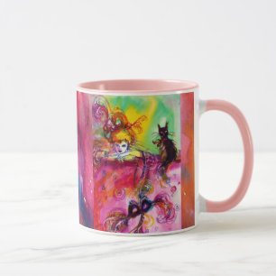 LADY WITH BLACK CAT / Venetian Masquerade Mug