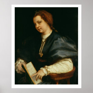 Lady with Book of Verse by Petrarch, c.1514 (oil o Poster