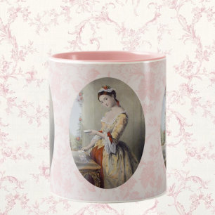 Lady with Cards Two-Tone Coffee Mug