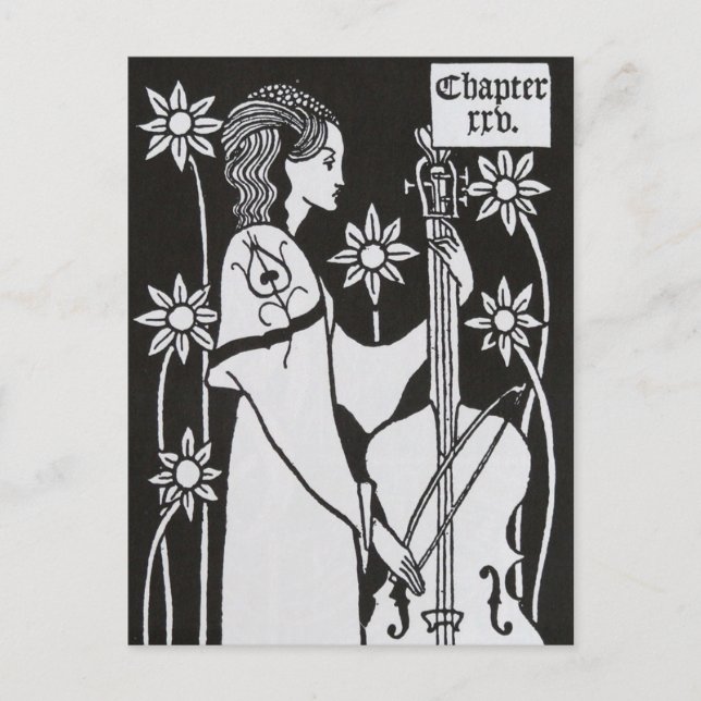 Lady With Cello by Aubrey Beardsley Postcard (Front)