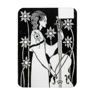 Lady with Cello, from 'Le Morte d'Arthur'`(litho) Magnet