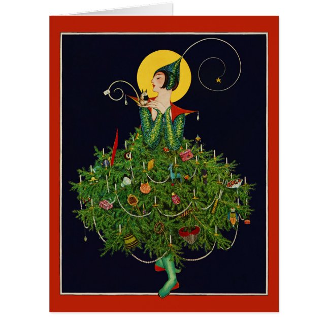 LADY WITH CHRISTMAS GIFTS ART DECO BEAUTY FASHION (Front)