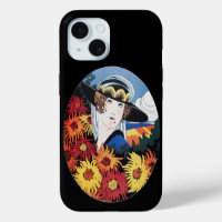 Lady with Chrysanthemum Flowers ,Black