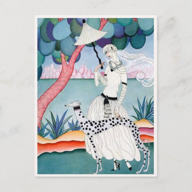 Lady with Dalmatian Dog - Helen Dryden Postcard (Front)