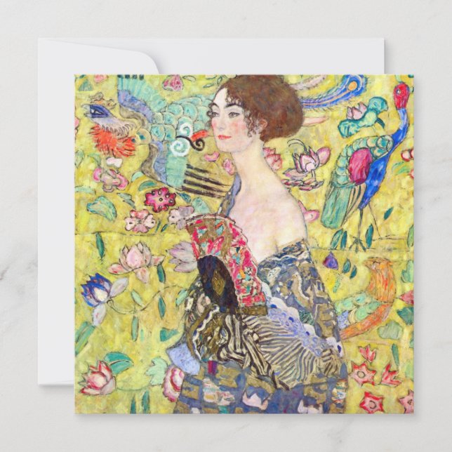 Lady with Fan by Gustav Klimt, Bridal Shower Invitation (Front)