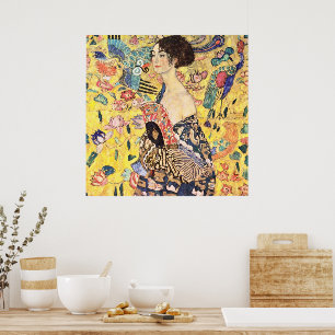 Lady with Fan by Gustav Klimt Poster