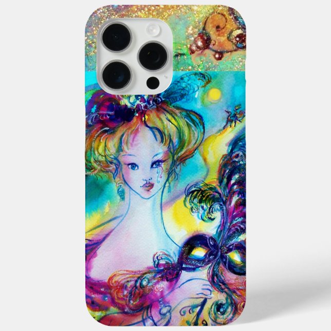 LADY WITH FEATHERED MASK Venetian Masquerade Night Case-Mate iPhone Case (Back)