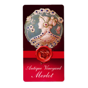 LADY WITH FLOWERS RED GRAPES WAX SEAL Wedding Wine