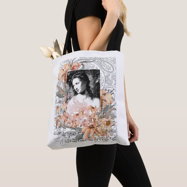 Lady with flowers tote bag (Close Up)