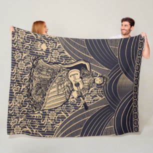 Lady with guitar fleece blanket