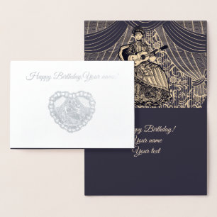 Lady with guitar foil card