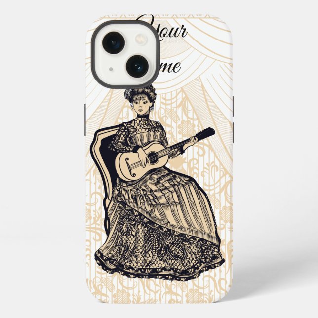 lady with guitar iPhone case (Back)