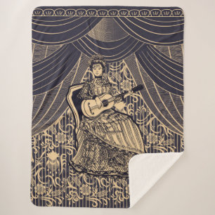 Lady with guitar sherpa blanket