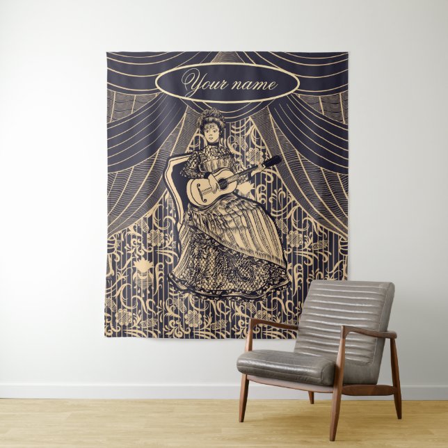 Lady with guitar tapestry (In Situ)