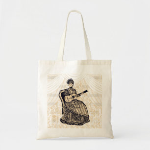Lady with guitar tote bag