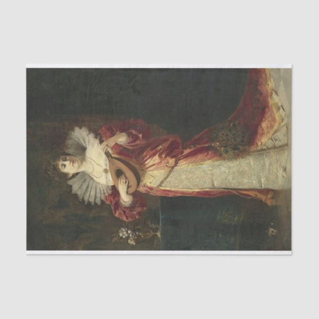 Lady with Lute by Ferdinand Wagner Jnr. Tissue Paper (Front)