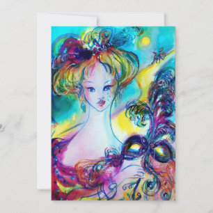 LADY WITH MASK / Venetian Masquerade Ball,black Announcement