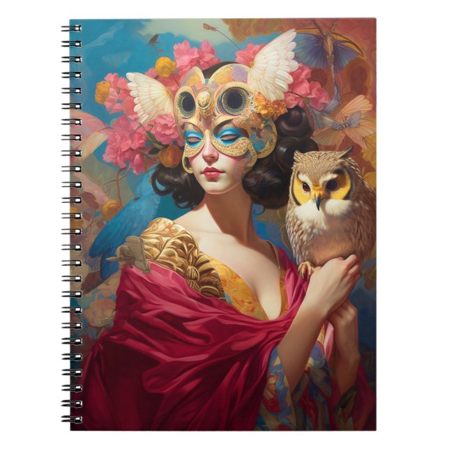 Lady With Owl Fantasy Art Notebook (Front)