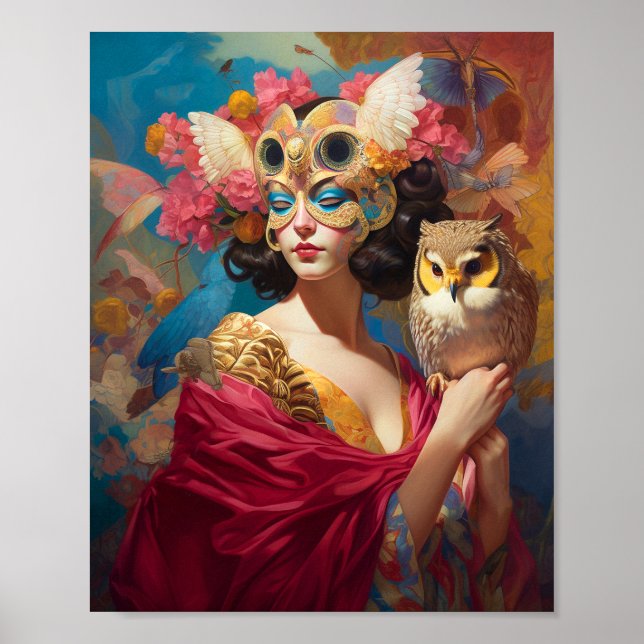 Lady With Owl Fantasy Art Poster (Front)
