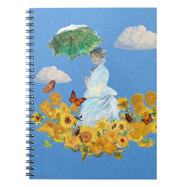 Lady with Parasol Sunflower Sky Notebook (Front)
