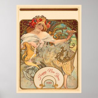 Lady with Poppies in Her Hair Poster