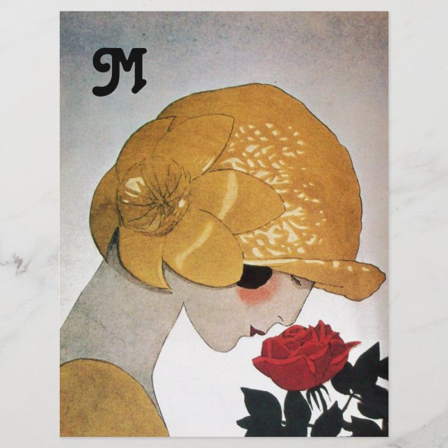 LADY WITH RED ROSE MONOGRAM (Front)