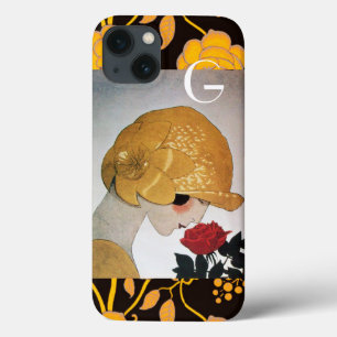 LADY WITH RED ROSE MONOGRAM iPhone 13 CASE