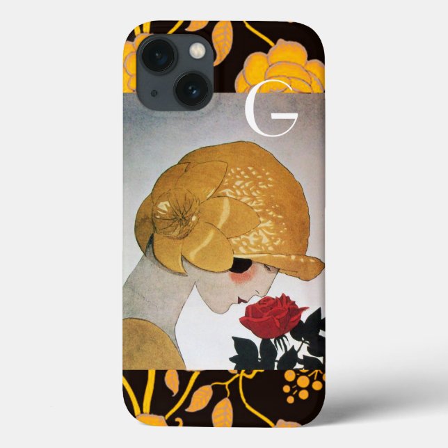 LADY WITH RED ROSE MONOGRAM Case-Mate iPhone CASE (Back)