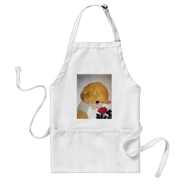 LADY WITH RED ROSE STANDARD APRON (Front)