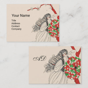 LADY WITH UMBRELLA Art Deco Beauty Fashion Hair Business Card