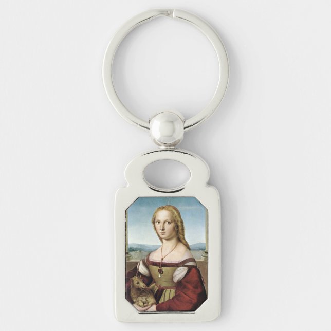 Lady with Unicorn - Raphael - c1506 Keychain (Front)