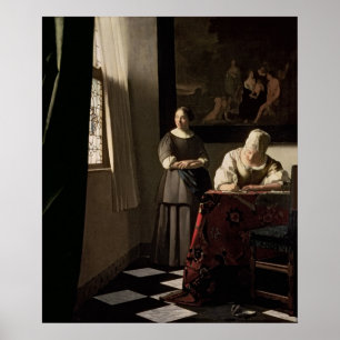 Lady writing a letter with her Maid, c.1670 Poster