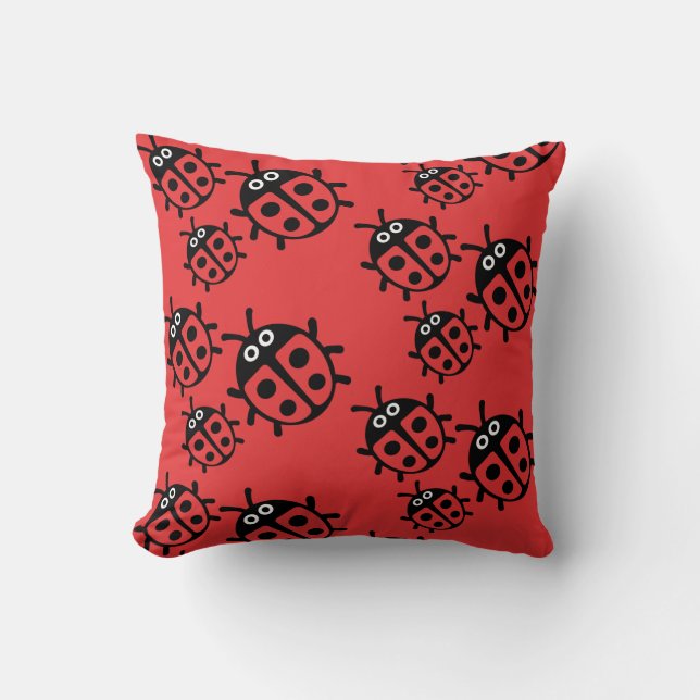 ladybird Family Throw Pillow (Front)