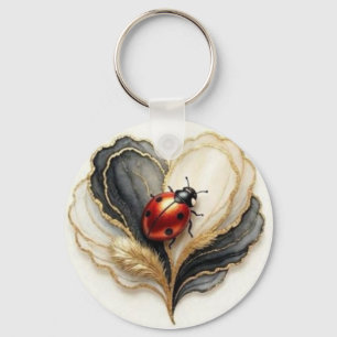 Ladybird Ladybug Heart Leaf Keychain